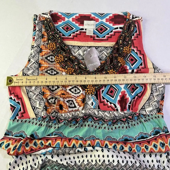 Chicos Floral Aztec Colorful Boho Hippie Stretchy Printed Maxi Dress Size 0 NWT - Picture 6 of 12